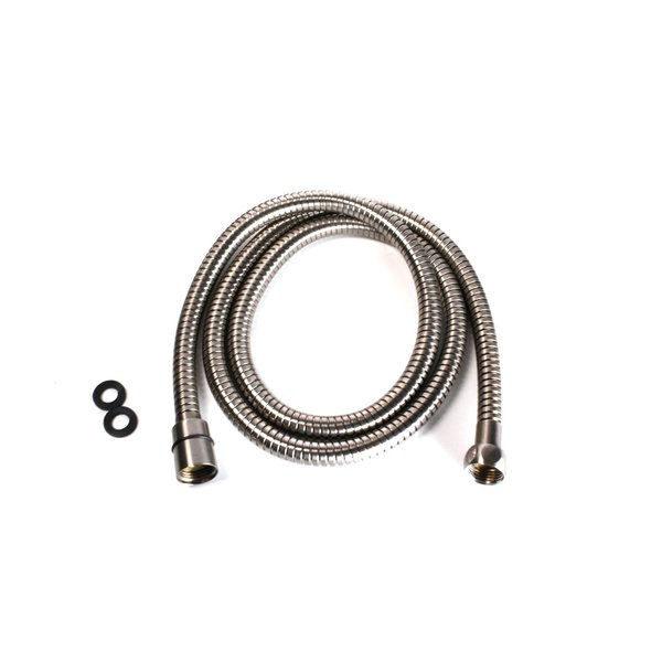 Westbrass 60-82" Extendable Hose SS202/Plated Jacket W/ EPDM liner; Brass/CP Hex Nut x Cone Nut in Satin Nicke D355E-07
